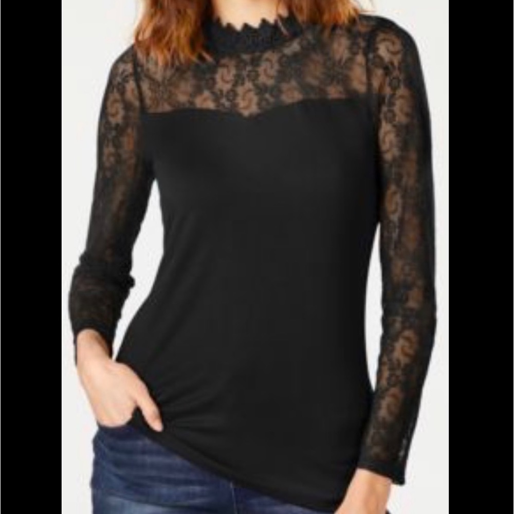 INC Women’s Mock Lace Turtleneck Top | NWT | Large